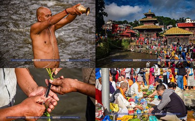 काठमाडौंको गोकर्णेश्वरमा पितृ पूजा गर्नेको घुइँचो